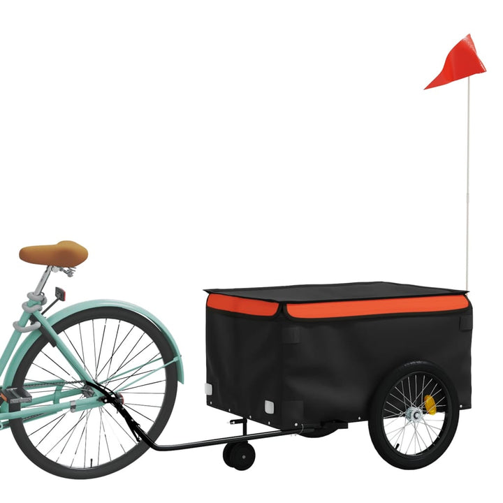 Fietstrailer 45 kg ijzer zwart en oranje