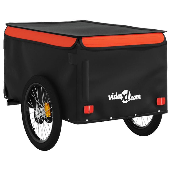 Fietstrailer 45 kg ijzer zwart en oranje