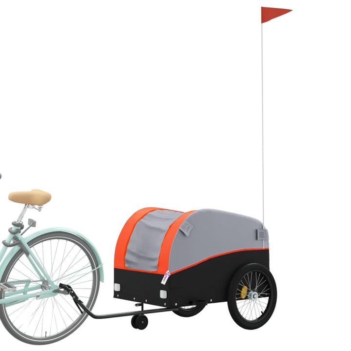 Fietstrailer 45 kg ijzer zwart en oranje