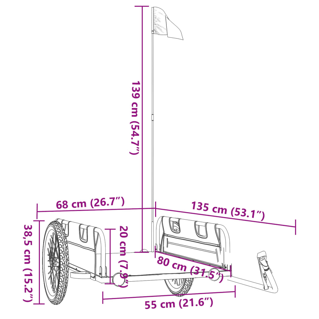 Fietstrailer oxford stof en ijzer grijs