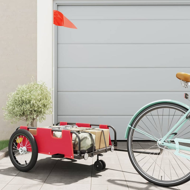 Fietstrailer oxford stof en ijzer rood