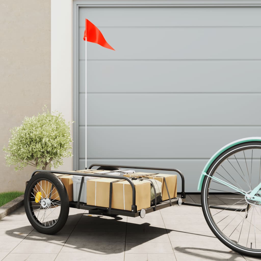 Fietstrailer 135x70x37 cm ijzer zwart