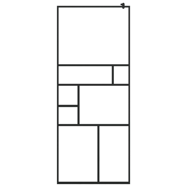 Inloopdouchewand met schap 80x195 cm ESG-Glas aluminium zwart