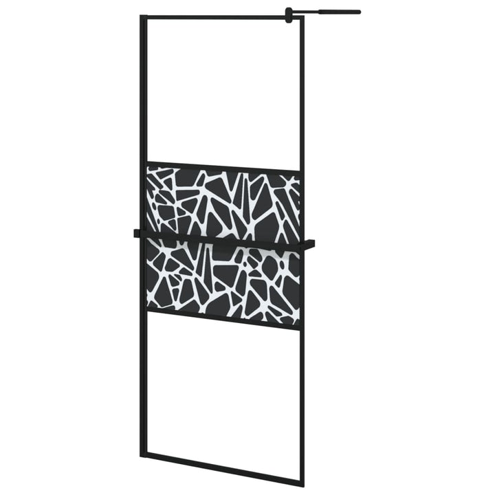 Inloopdouchewand met schap 80x195 cm ESG-Glas aluminium zwart