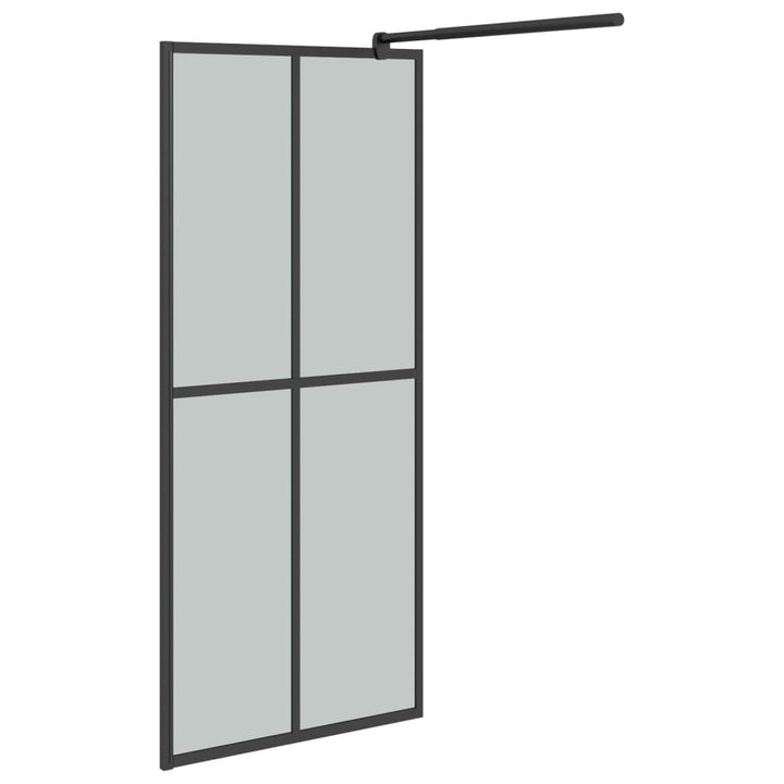 Inloopdouchewand met schap 80x195 cm ESG-Glas aluminium zwart