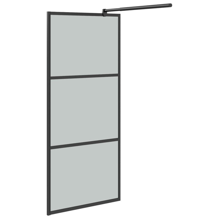 Inloopdouchewand met schap 80x195 cm ESG-Glas aluminium zwart