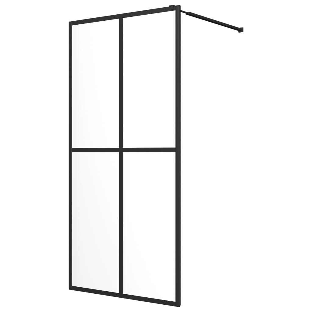 Inloopdouchewand met schap 90x195 cm ESG-glas aluminium zwart