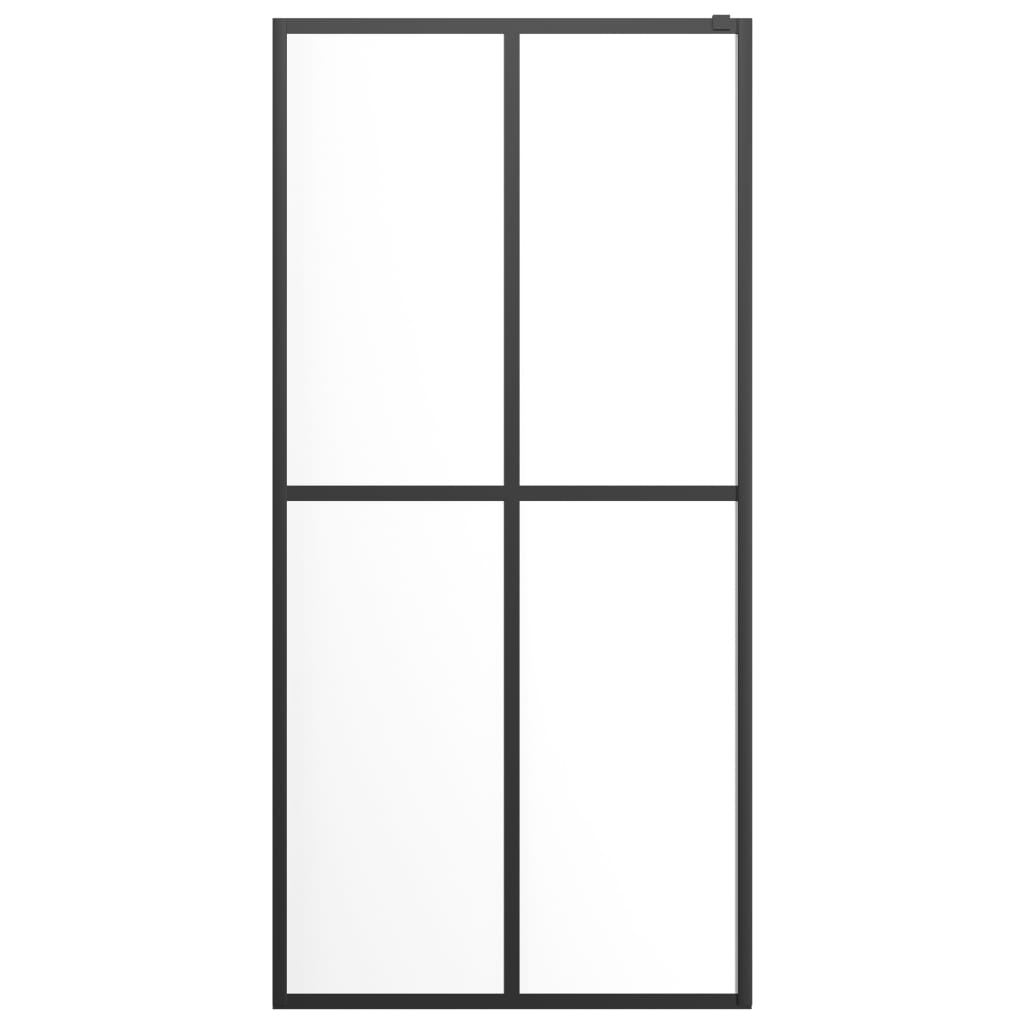 Inloopdouchewand met schap 90x195 cm ESG-glas aluminium zwart