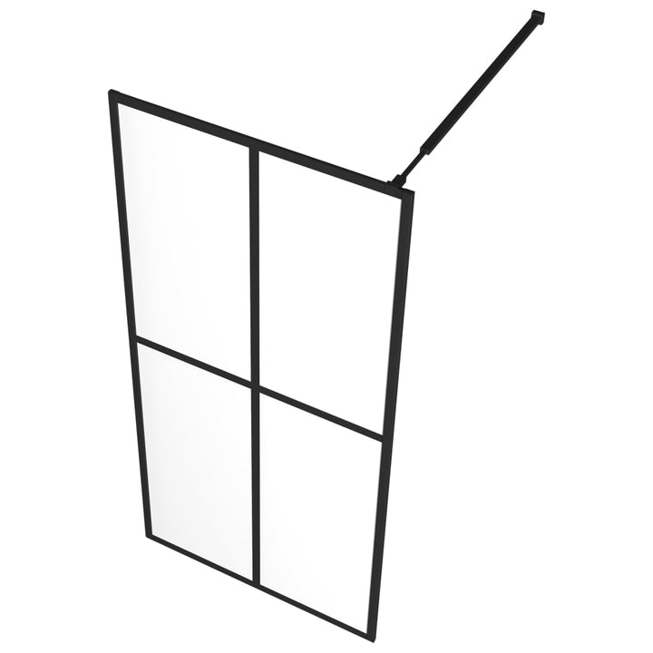 Inloopdouchewand met schap 90x195 cm ESG-glas aluminium zwart