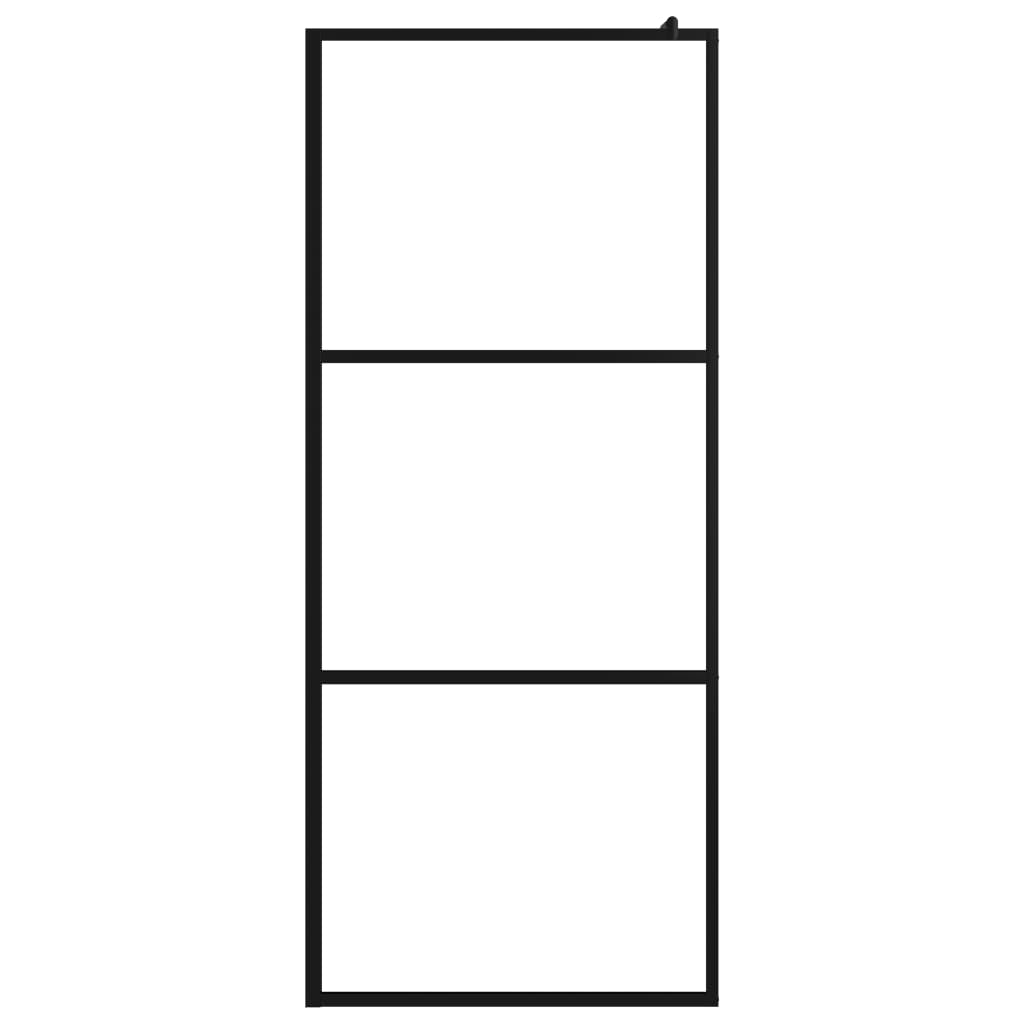 Inloopdouchewand met schap 90x195 cm ESG-glas aluminium zwart