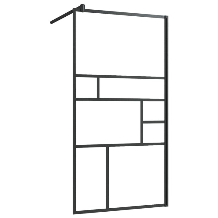 Inloopdouchewand met schap 90x195 cm ESG-glas aluminium zwart