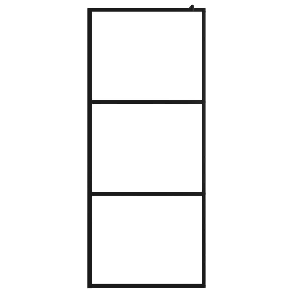 Inloopdouchewand met schap 100x195 cm ESG-glas aluminium zwart