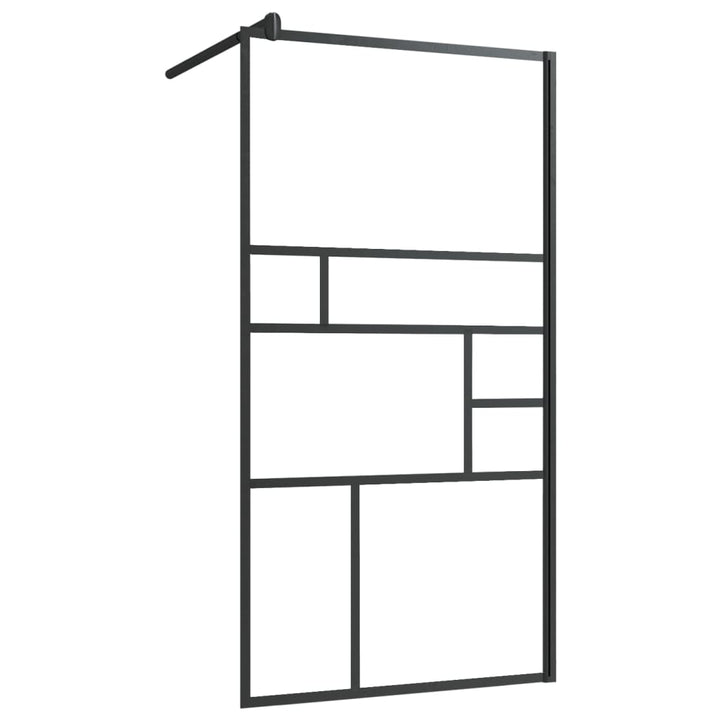 Inloopdouchewand met schap 100x195 cm ESG-glas aluminium zwart