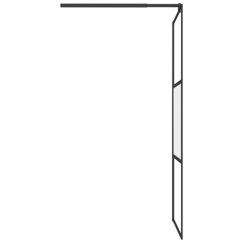 Inloopdouchewand met schap 100x195 cm ESG-glas aluminium zwart