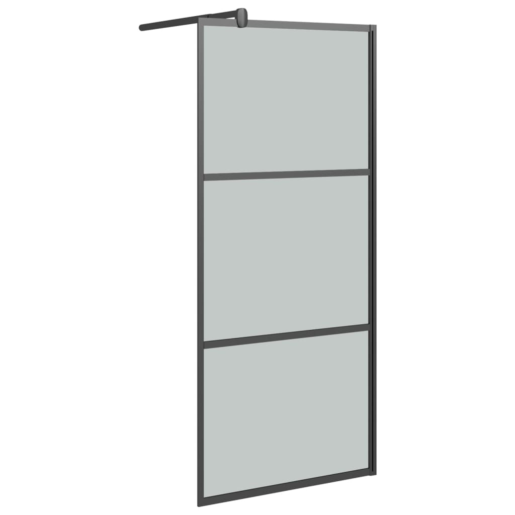 Inloopdouchewand met schap 100x195 cm ESG-glas aluminium zwart