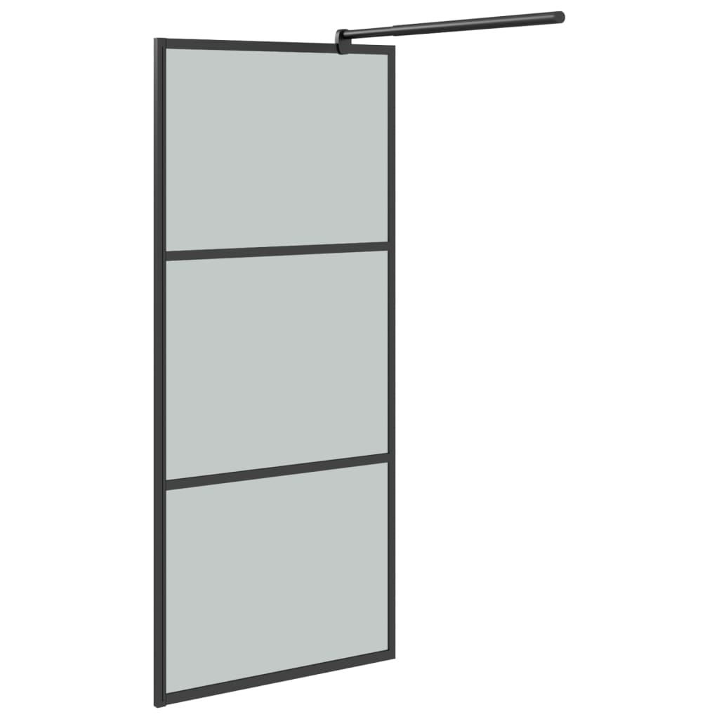 Inloopdouchewand met schap 100x195 cm ESG-glas aluminium zwart