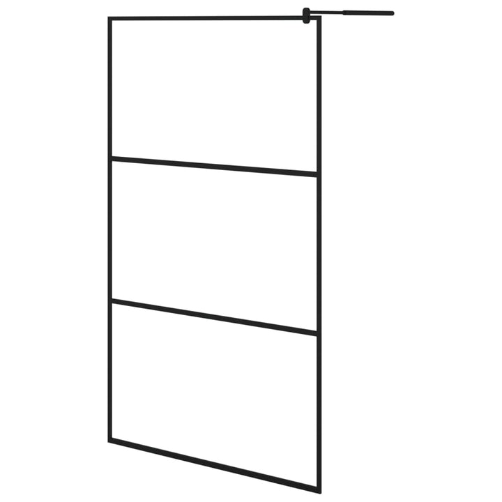 Inloopdouchewand met schap 115x195 cm ESG-glas aluminium zwart