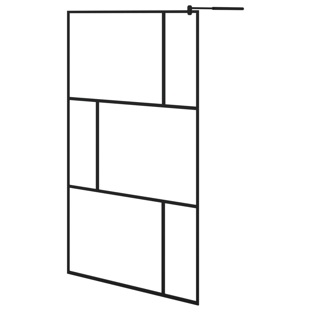 Inloopdouchewand met schap 115x195 cm ESG-glas aluminium zwart