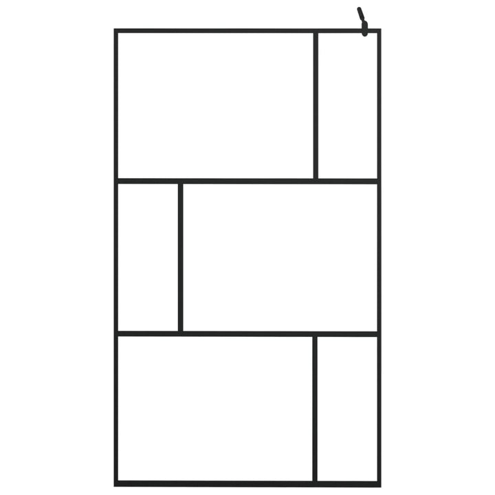 Inloopdouchewand met schap 115x195 cm ESG-glas aluminium zwart