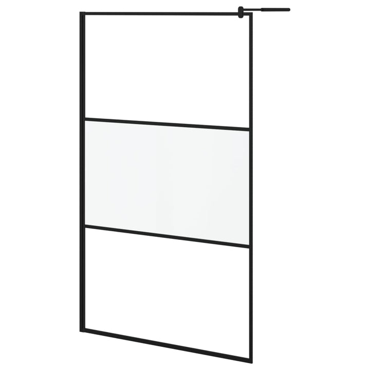 Inloopdouchewand met schap 115x195 cm ESG-glas aluminium zwart