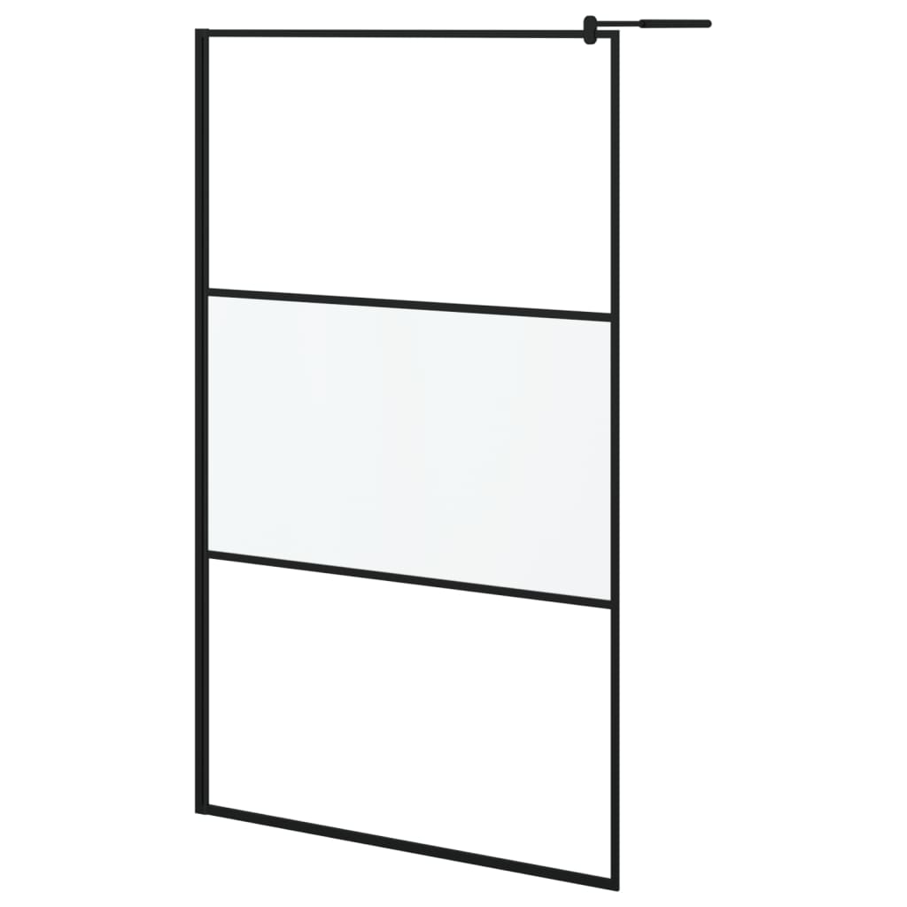 Inloopdouchewand met schap 115x195 cm ESG-glas aluminium zwart