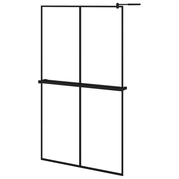 Inloopdouchewand met schap 118x190 cm ESG-glas aluminium zwart