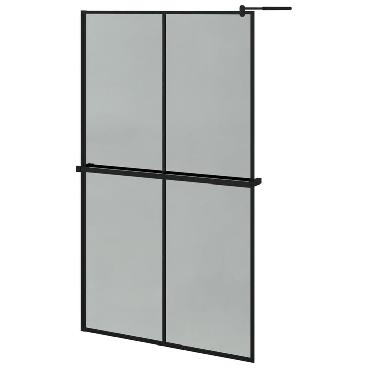 Inloopdouchewand met schap 118x190 cm ESG-glas aluminium zwart