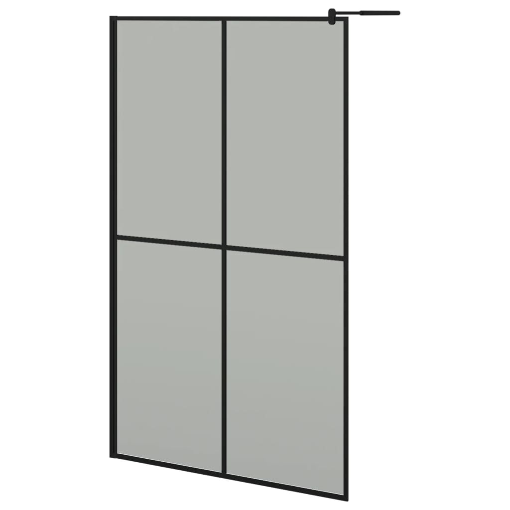 Inloopdouchewand met schap 118x190 cm ESG-glas aluminium zwart