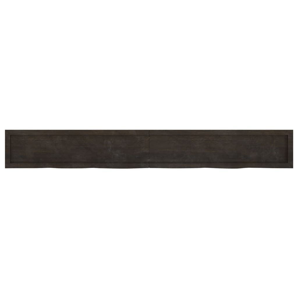 Wastafelblad 220x30x(2-4) cm behandeld massief hout donkerbruin