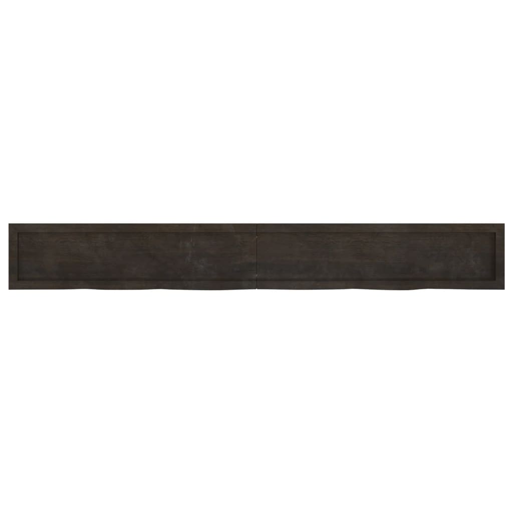 Wastafelblad 220x30x(2-6) cm behandeld massief hout donkerbruin