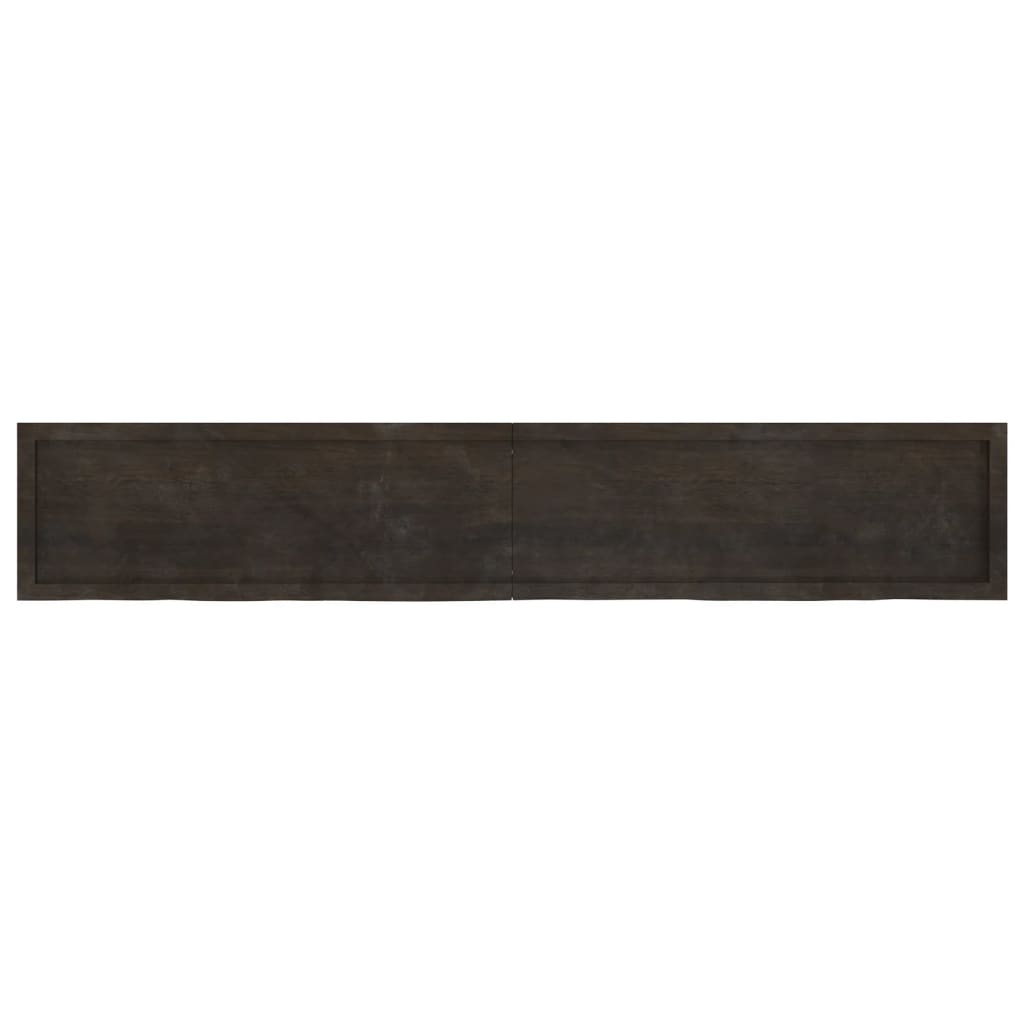 Wastafelblad 220x40x(2-6) cm behandeld massief hout donkerbruin