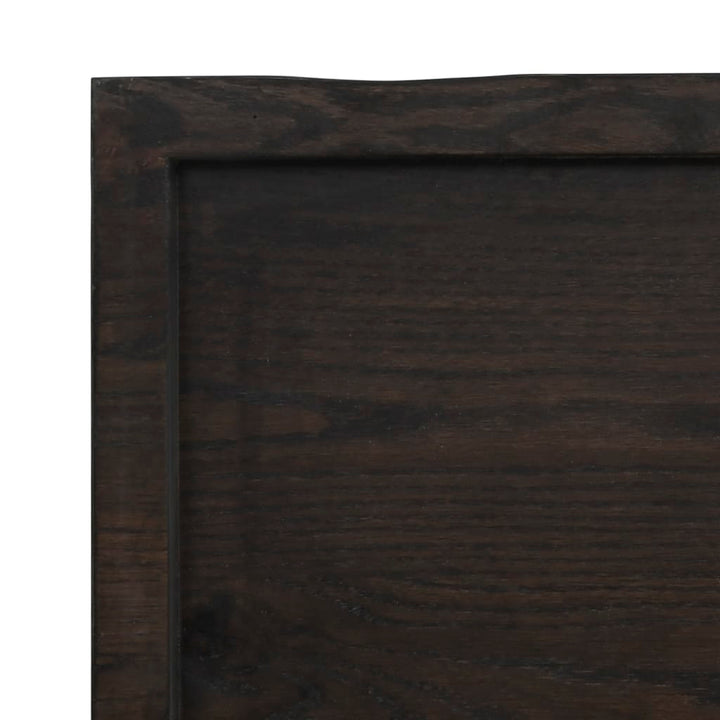 Wastafelblad 220x60x(2-6) cm behandeld massief hout donkerbruin