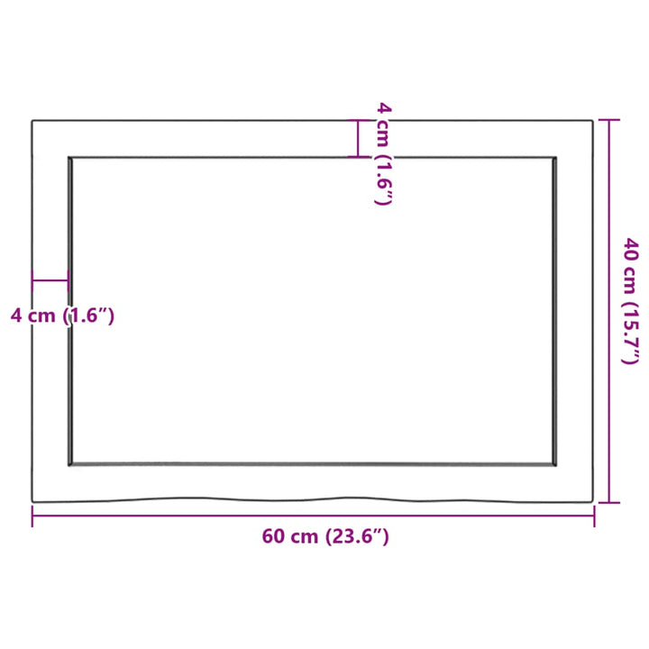 Tafelblad 60x40x(2-4) cm onbehandeld massief eikenhout