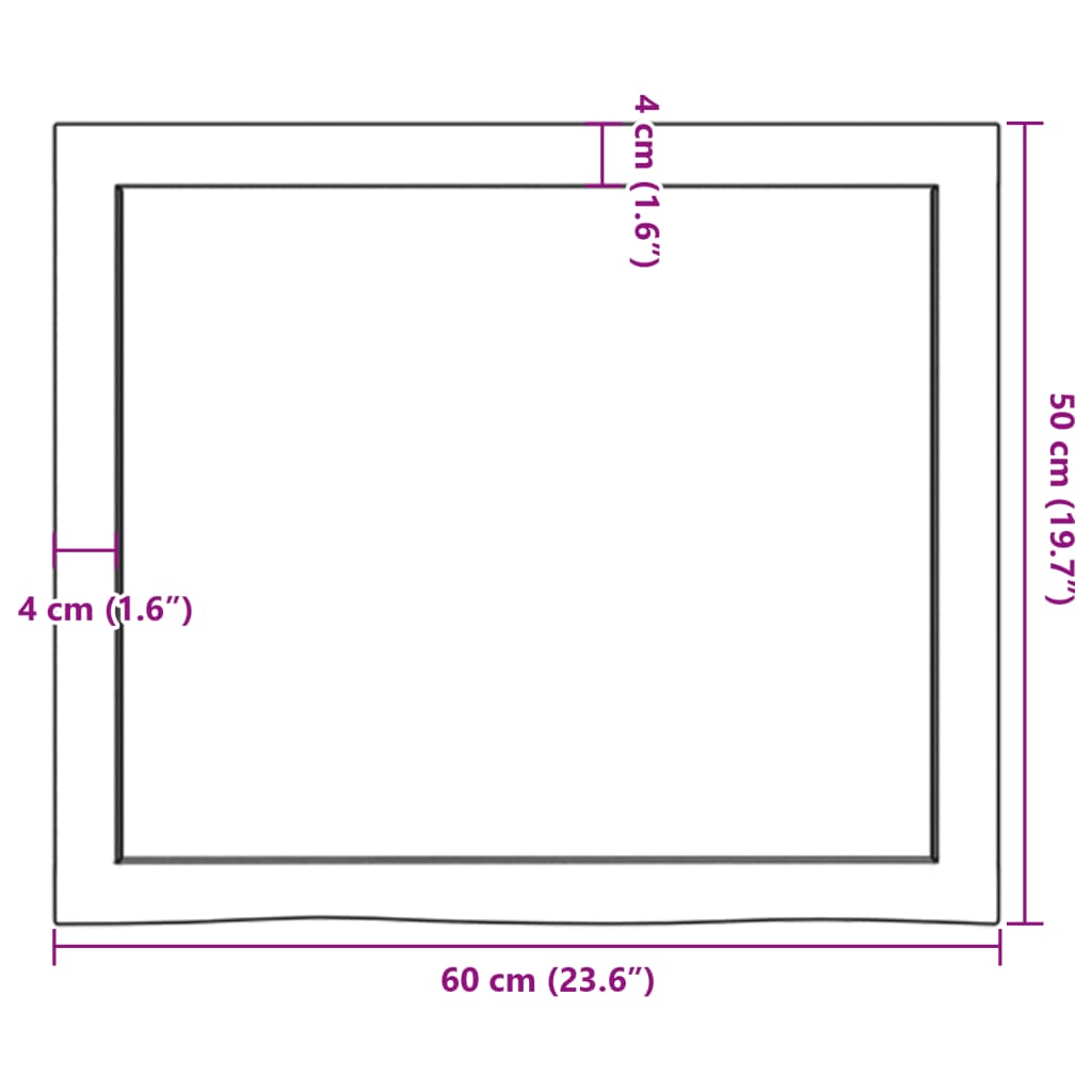 Tafelblad 60x50x(2-6) cm onbehandeld massief eikenhout