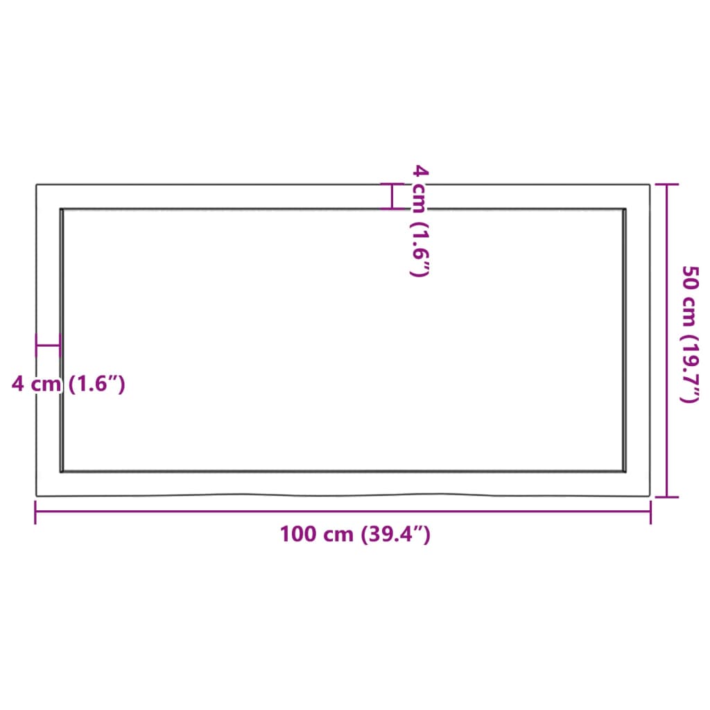 Tafelblad 100x50x4 cm onbehandeld massief eikenhout