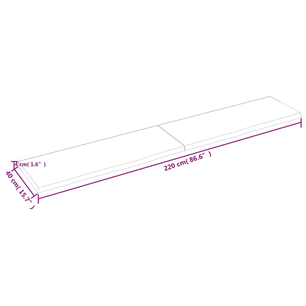 Tafelblad 220x40x(2-4)cm behandeld eikenhout donkerbruin