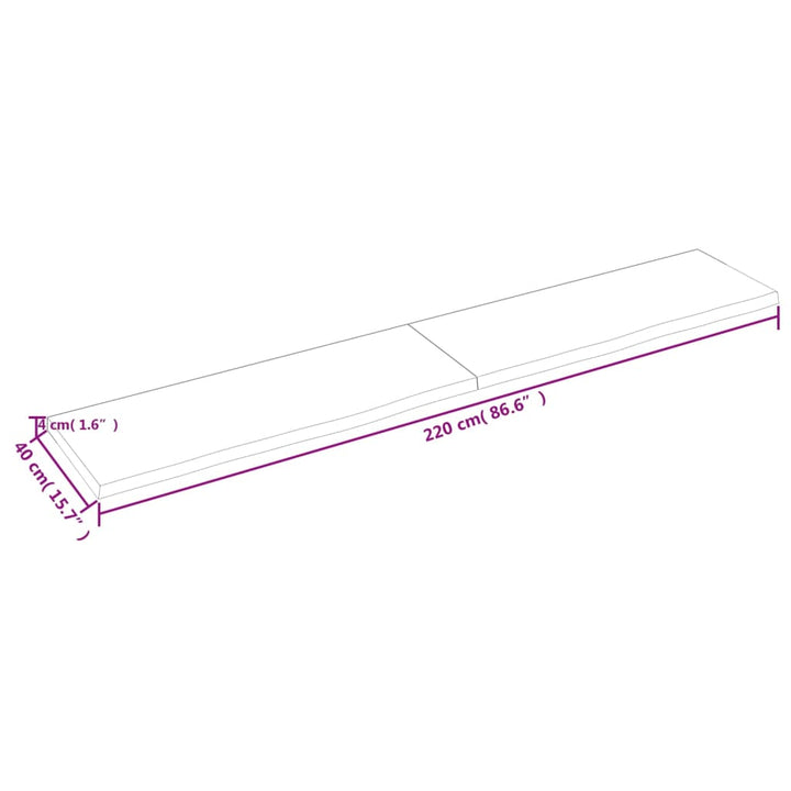 Tafelblad 220x40x(2-4)cm behandeld eikenhout donkerbruin