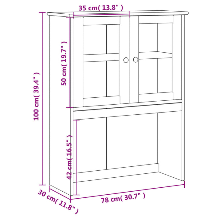 Opzetkast VIGO 78x30x100 cm massief grenenhout wit