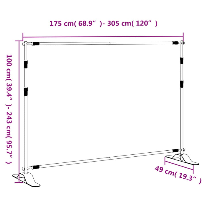 Achtergrondstandaards 2 st 305x243 cm staal zwart