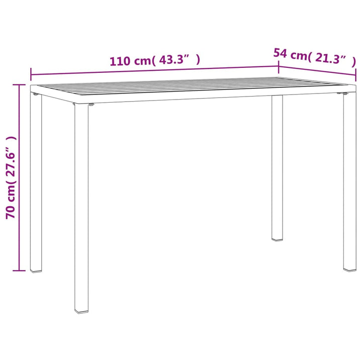 Tuintafel 110x54x70 cm staal antracietkleurig