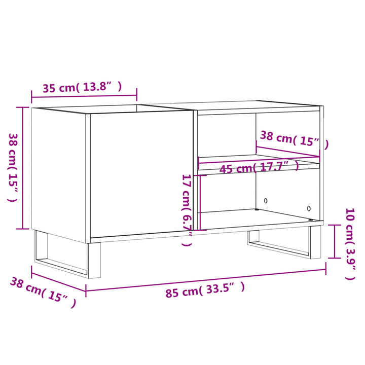 Platenkast 85x38x48 cm bewerkt hout grijs sonoma eikenkleurig