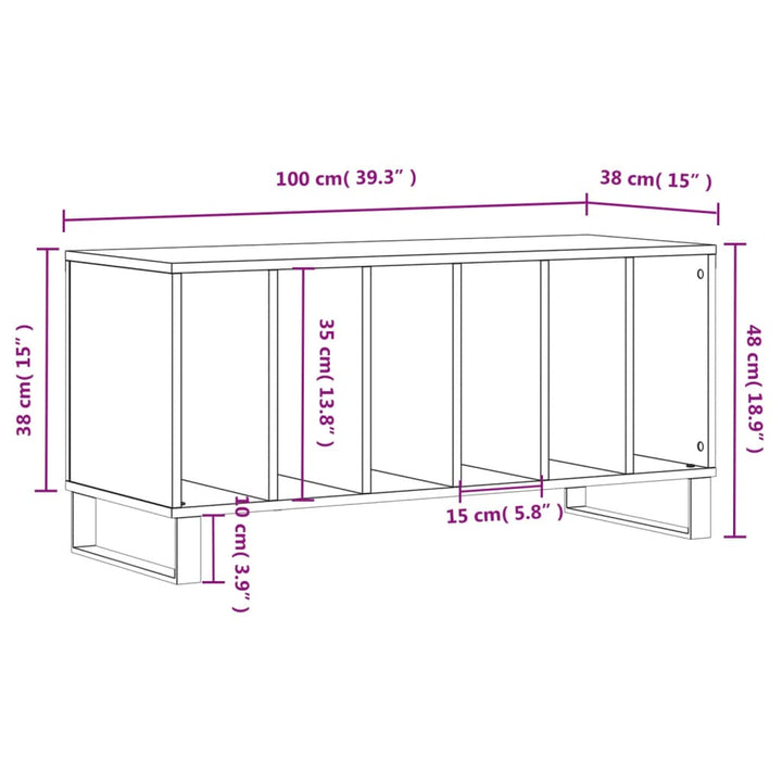 Platenkast 100x38x48 cm bewerkt hout sonoma eikenkleurig