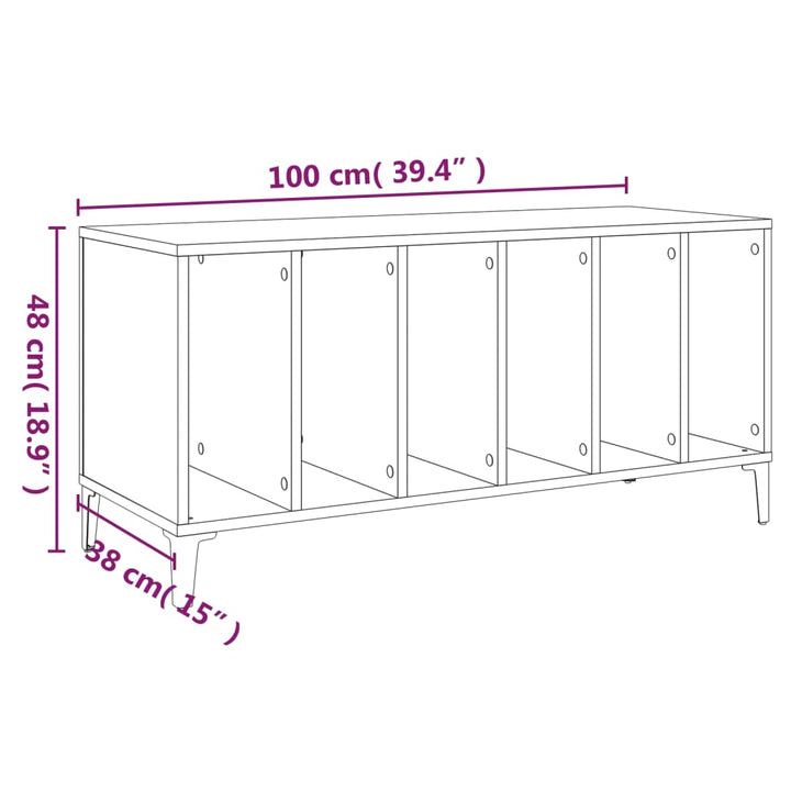 Platenkast 100x38x48 cm bewerkt hout zwart