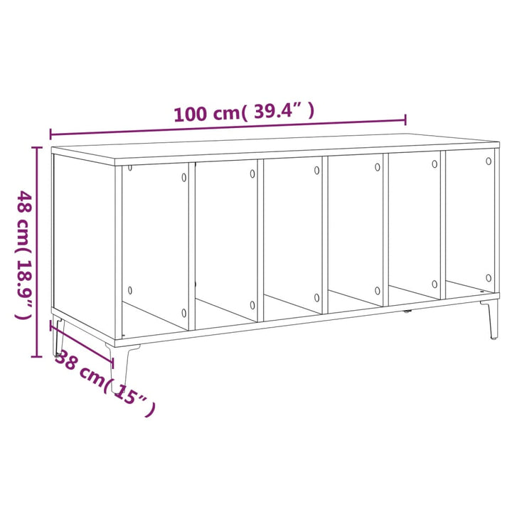 Platenkast 100x38x48 cm bewerkt hout gerookt eikenkleurig