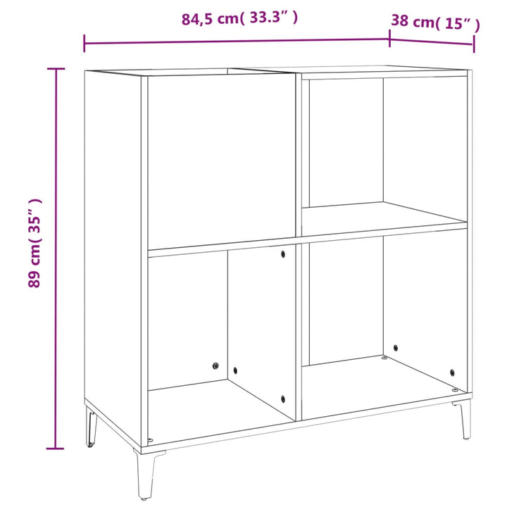 Platenkast 84,5x38x89 cm bewerkt hout zwart