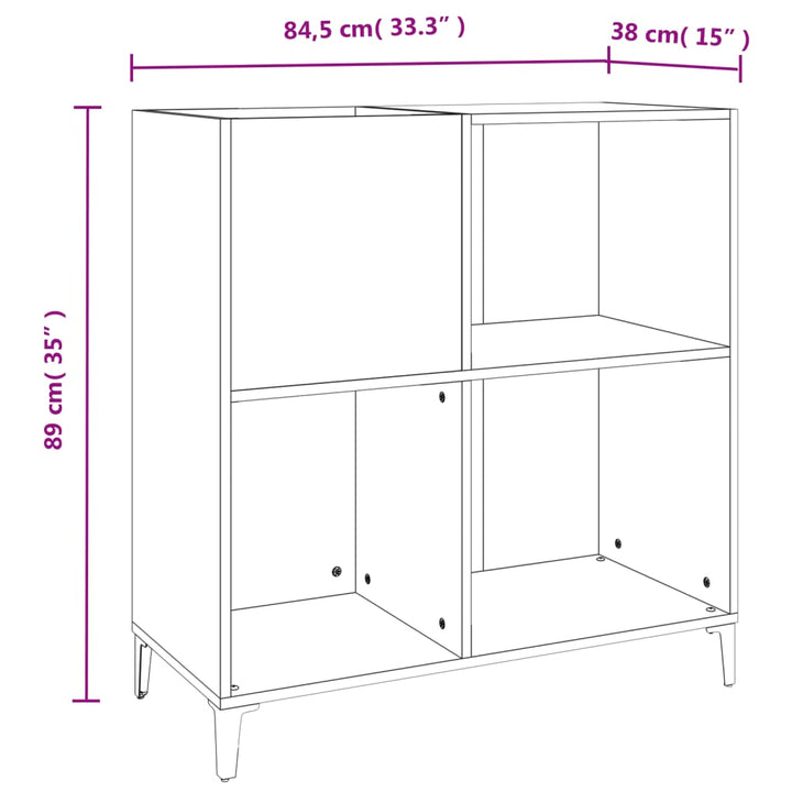 Platenkast 84,5x38x89 cm bewerkt hout sonoma eikenkleurig