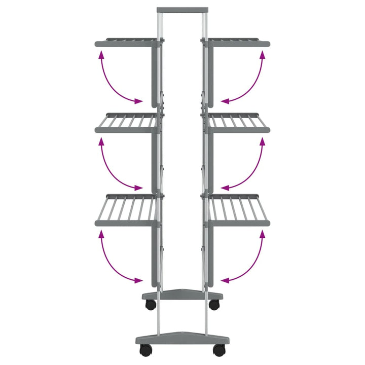 Droogrek met wieltjes 89x64x129 cm aluminium