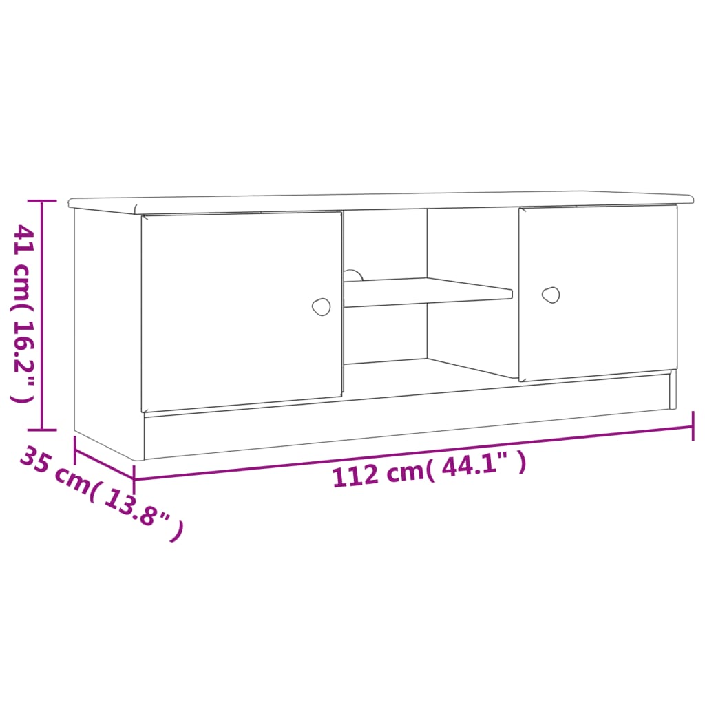 TV-meubel ALTA 112x35x41 cm massief grenenhout