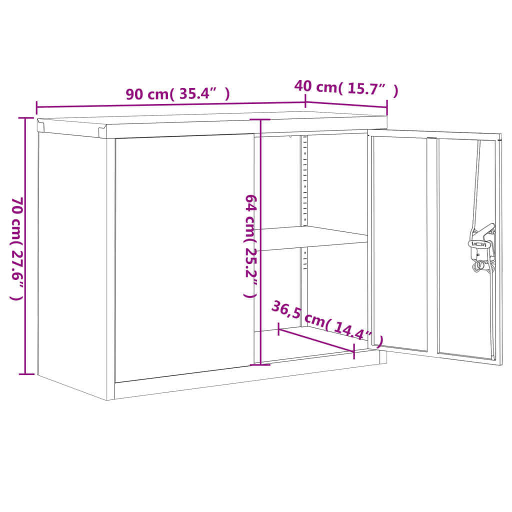 Archiefkast 90x40x70 cm staal lichtgrijs en blauw