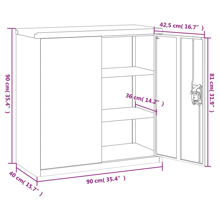 Archiefkast 90x40x90 cm staal zwart